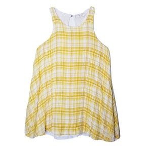 Threads & States Yellow Plaid Top Women Size Large Sleeveless